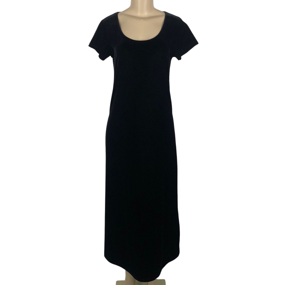 Vintage Cassini Black Velvet Maxi Dress Size S 90s Y2K Goth Witchy Whimsigoth